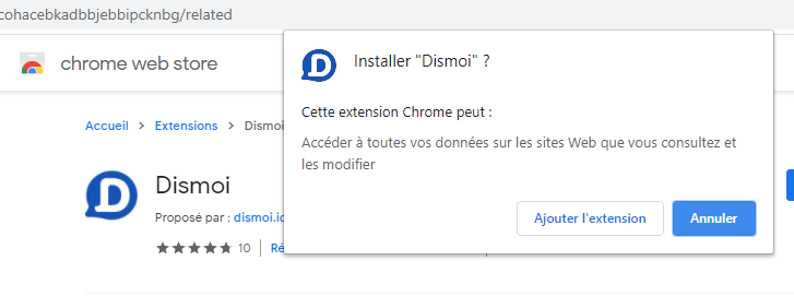 Chrome : Demande d'autorisation de l'extension à accéder à toutes vos données sur les sites web consultés